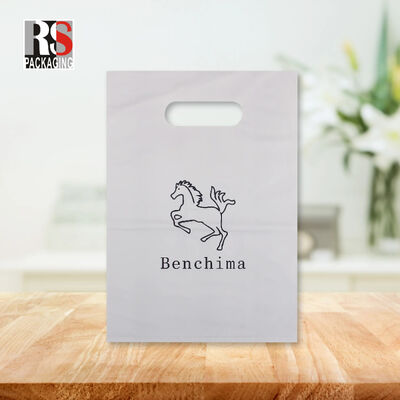 Stampa personalizzata LDPE HDPE Manica a taglio a stampo portatile Poly Grocery Supermercato Merchandise Gift Imballaggio in plastica Borsa da shopping con LOGO