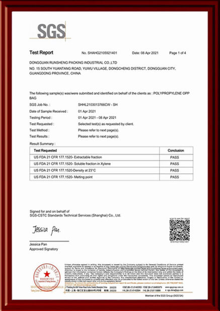 Porcellana Runsheng Packing Industry Co.,Ltd Certificazioni
